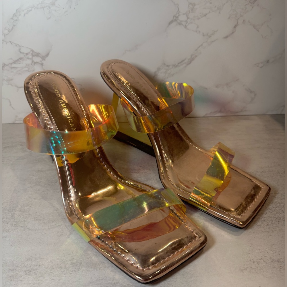 Good American Womens 8 Cinder-F*cking Rella Iridescent Wedge Heel